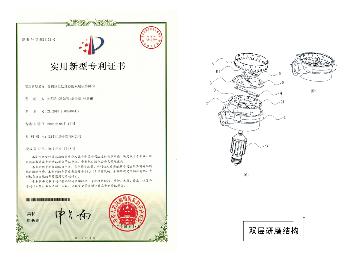 食物垃圾处理器的双层研磨机构
